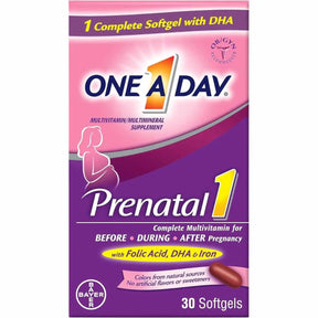 One a Day Prenatal - 30 cápsulas blandas con DHA y ácido fólico para apoyo prenatal.