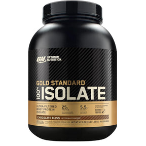 Frasco de suplemento Optimum Nutrition Gold Standard 100% Isolate Chocolate Bliss 3 lbs