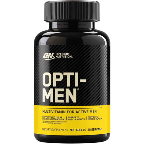 Frasco de suplemento Optimum Nutrition Opti-Men Multivitamínico 90 Tabletas