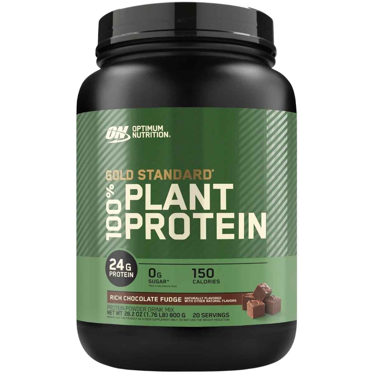 Frasco de suplemento Optimum Nutrition Proteína Vegetal Gold Standard Chocolate 1.76 lbs