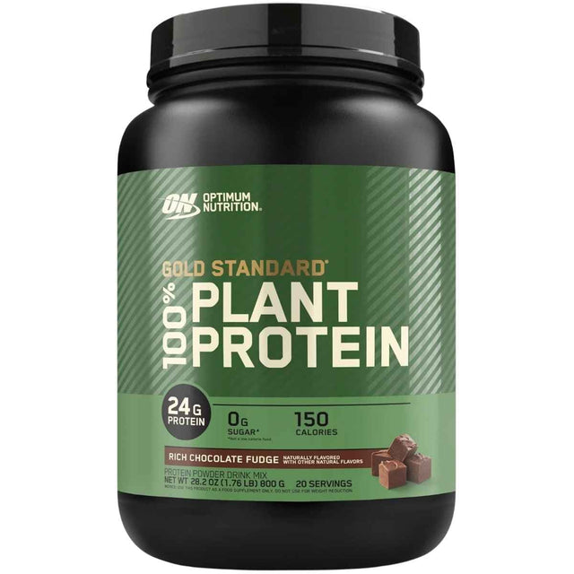 Frasco de suplemento Optimum Nutrition Proteína Vegetal Gold Standard Chocolate 1.76 lbs