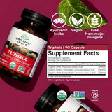 Tabla nutricional del suplemento Organic India Triphala 90 cápsulas