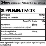 Tabla nutricional del suplemento Osasuna Astaxantina Liposomal 24 mg 60 cápsulas blandas