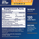 Tabla nutricional del suplemento Osteo Bi-Flex Glucosamina HCl y Vitamina D3 1500 mg 120 tabletas