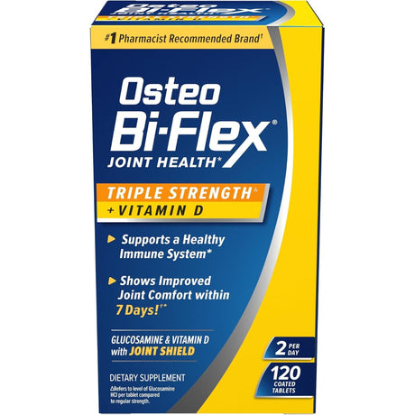 Frasco de suplemento Osteo Bi-Flex Glucosamina HCl y Vitamina D3 1500 mg 120 tabletas