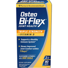 Frasco de suplemento Osteo Bi-Flex Glucosamina HCl y Vitamina D3 1500 mg 80 tabletas