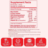 Tabla nutricional del suplemento Peach Perfect Multivitamínico con Inositol para Mujeres Sabor Fresa Acaí 135 g