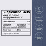 Tabla nutricional del suplemento Pendulum Akkermansia muciniphila 30 cápsulas