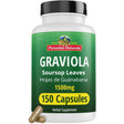 Frasco de suplemento Peruvian Naturals Graviola Guanábana 150 cápsulas