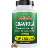 Frasco de suplemento Peruvian Naturals Graviola Guanábana 150 cápsulas