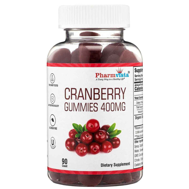 Frasco de suplemento Pharmvista Arándano Orgánico 400 mg 90 Gomitas