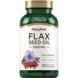 Frasco de suplemento Piping Rock Aceite de Linaza 180 cápsulas blandas