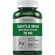 Frasco de suplemento Piping Rock Bisglicinato de Hierro 28 mg 300 cápsulas