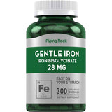 Frasco de suplemento Piping Rock Bisglicinato de Hierro 28 mg 300 cápsulas