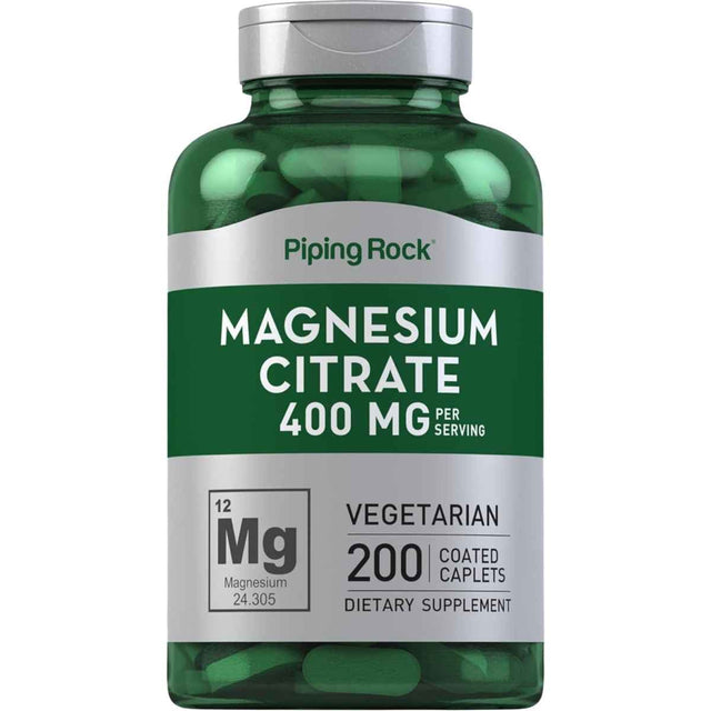 Piping Rock citrato de magnesio 400 mg por porción en frasco de 200 tabletas recubiertas