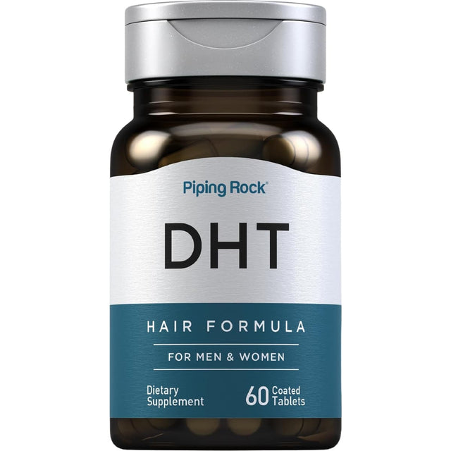 Frasco de suplemento Piping Rock DHT Hair Formula 60 tabletas