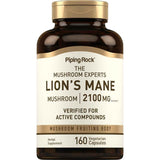 Frasco de suplemento Piping Rock Melena de León 2100 mg 160 cápsulas