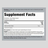 Tabla nutricional del suplemento Piping Rock Orotato de Litio 180 Cápsulas