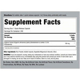 Etiqueta de Piping Rock Pygeum 100 mg con información del suplemento, ingredientes, modo de uso y advertencias
