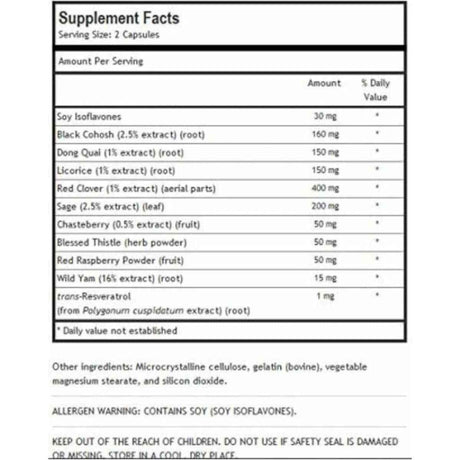 Tabla nutricional del suplemento Pivotal Health Previalin-HS 60 cápsulas
