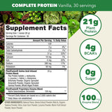 Tabla nutricional del suplemento PlantFusion Proteína Vegetal Vainilla Cremosa 21 g - 2 lbs