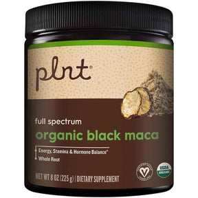 Frasco frontal de plnt maca negra orgánica en polvo de 225 g.