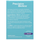 Etiqueta con información del suplemento Precision Biotics Alflorex Original Cepa 35624 30 Cápsulas