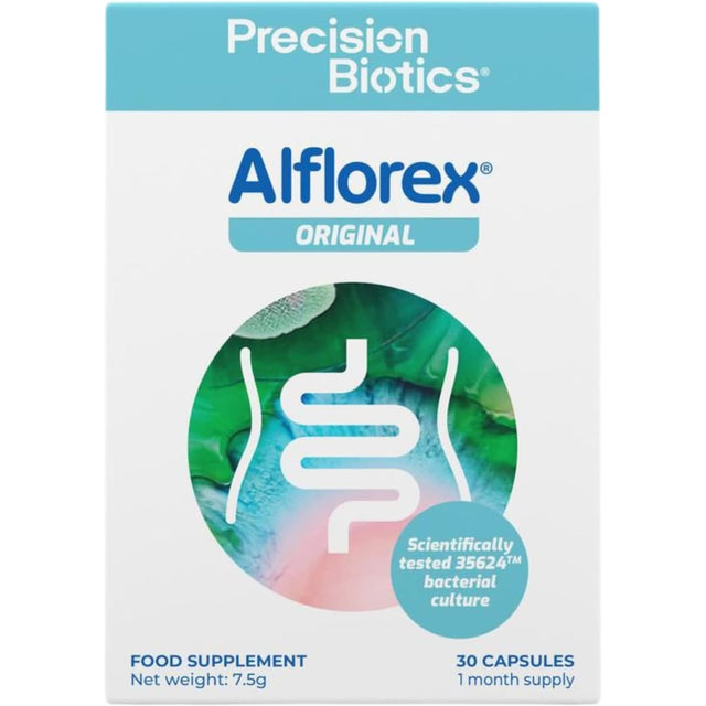 Frasco de suplemento Precision Biotics Alflorex Original Cepa 35624 30 Cápsulas
