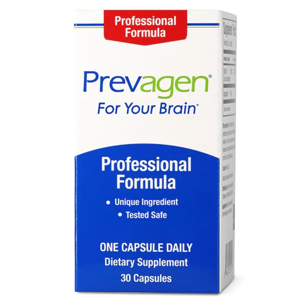 Caja frontal de Prevagen Professional, presentación de 30 cápsulas.