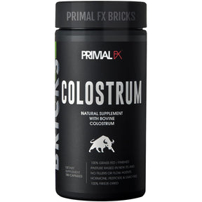 Frasco de suplemento Primal FX Calostro Bovino 3000 mg 180 cápsulas