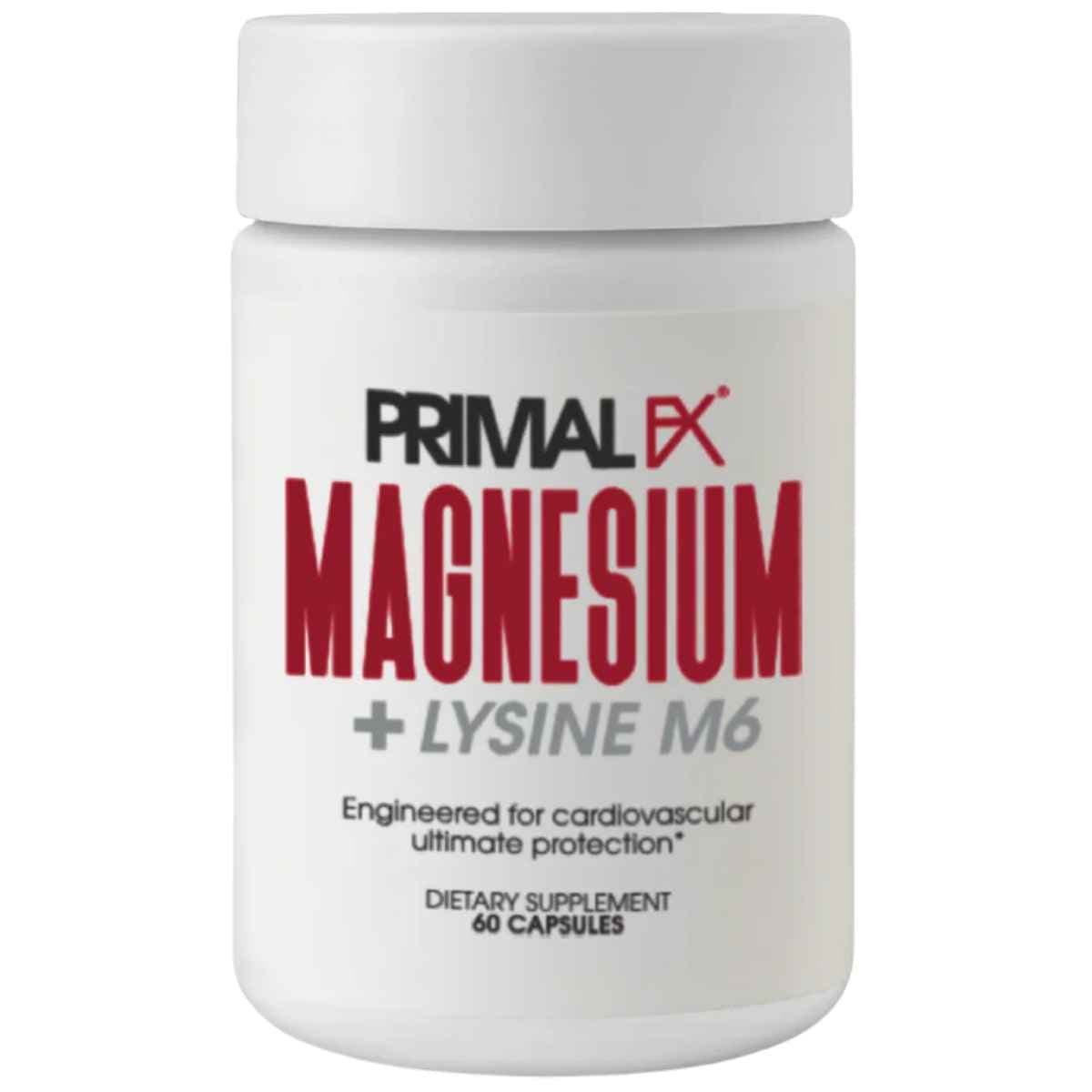 Frasco del suplemento Primal FX de magnesio con lisina en cápsulas, presentación de 60 unidades