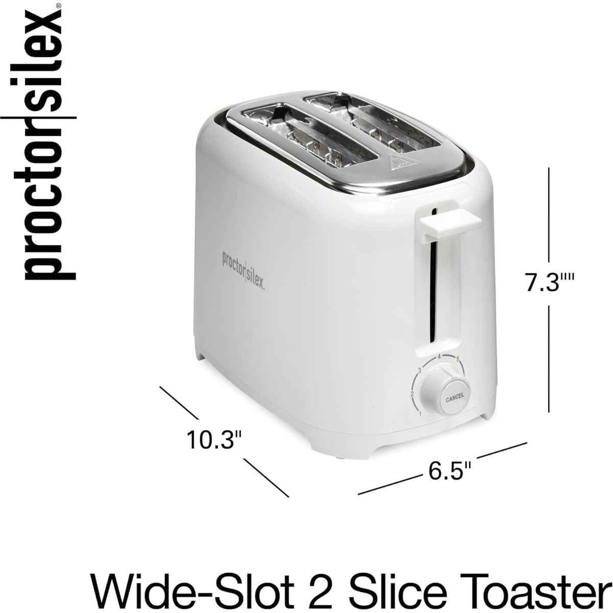Vista superior de la tostadora Proctor Silex 22216G blanca con dos ranuras
