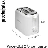 Vista superior de la tostadora Proctor Silex 22216G blanca con dos ranuras