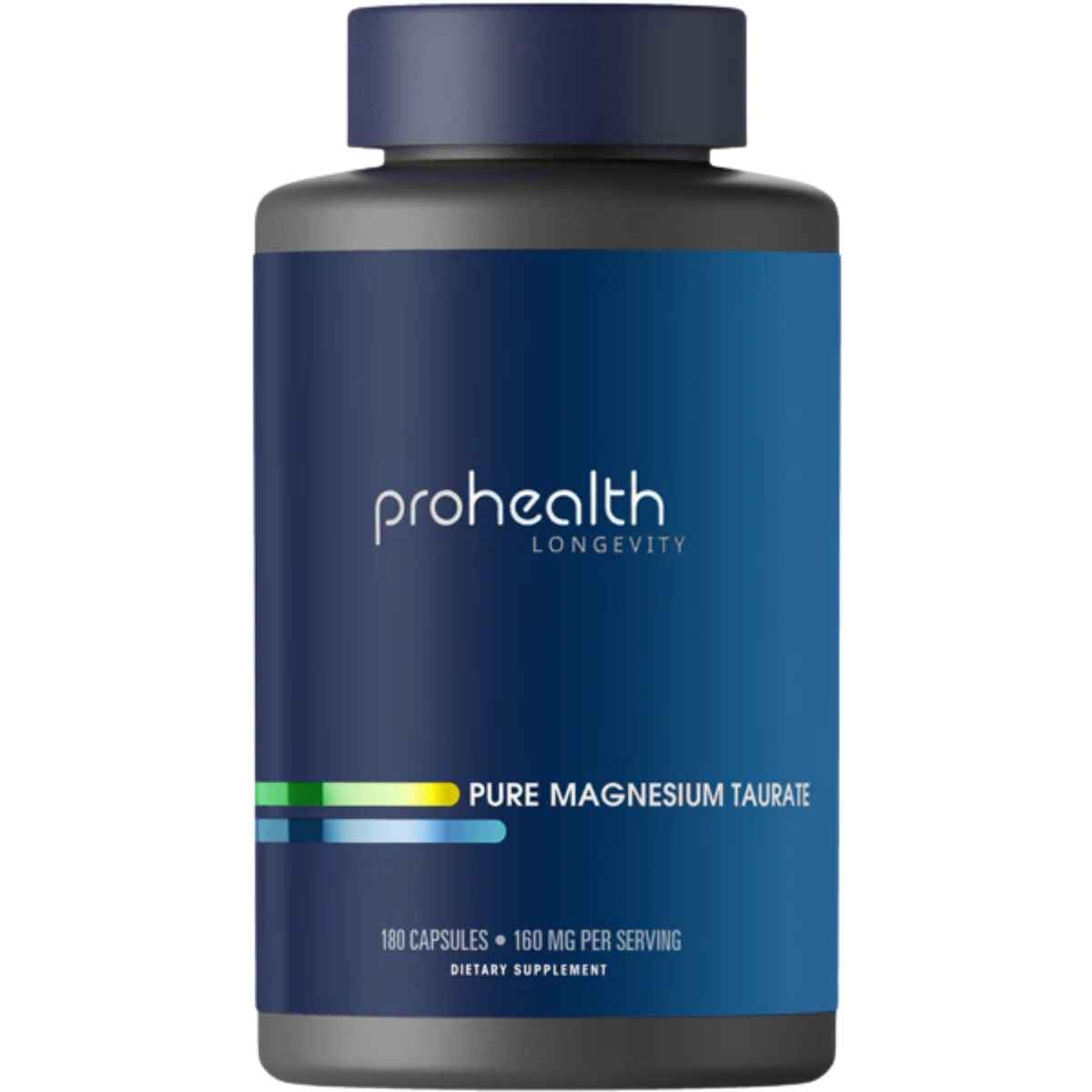 Frasco de suplemento ProHealth Longevity Taurato de Magnesio 160 mg 180 Cápsulas