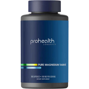 Frasco de suplemento ProHealth Longevity Taurato de Magnesio 160 mg 180 Cápsulas