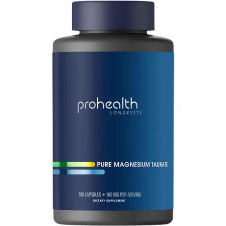 Frasco de suplemento ProHealth Longevity Taurato de Magnesio 160 mg 180 Cápsulas