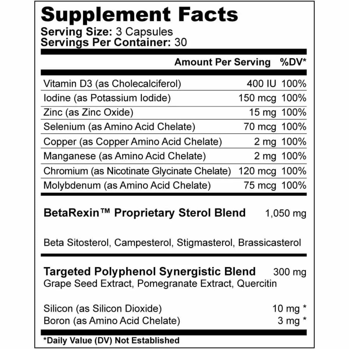 ProstaGenix - Información nutricional y porciones de beta-sitosterol para la salud masculina