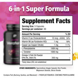 Tabla nutricional del suplemento Purafair L-Tirosina y L-Fenilalanina 150 cápsulas