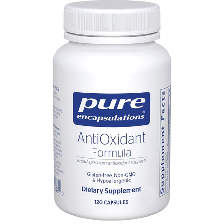Frasco de suplemento Pure Encapsulations AntiOxidant Formula 120 cápsulas