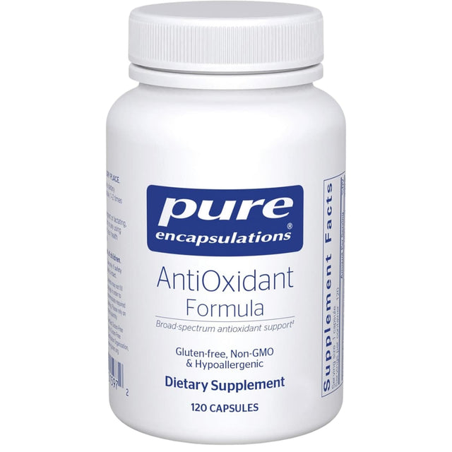 Frasco de suplemento Pure Encapsulations AntiOxidant Formula 120 cápsulas