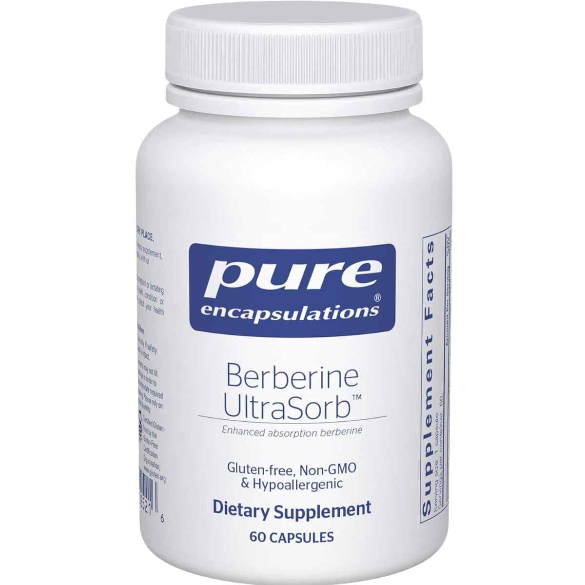 Frasco de suplemento Pure Encapsulations Berberina UltraSorb 550 mg 60 cápsulas
