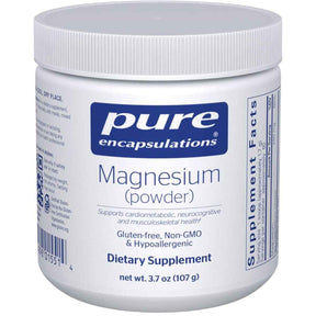 Frasco frontal de Pure Encapsulations Citrato de magnesio en polvo, presentación de 107 g