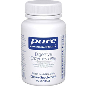 Frasco frontal de Pure Encapsulations Digestive Enzymes Ultra con 90 cápsulas.