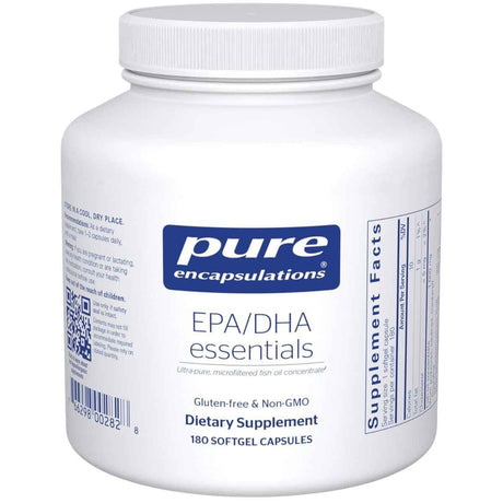 Frasco de Pure Encapsulations EPA/DHA Essentials, presentación de 180 cápsulas blandas