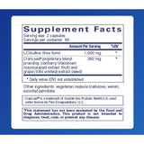 Etiqueta de ingredientes de Pure Encapsulations Fórmula de Óxido Nítrico Ultra de 120 cápsulas