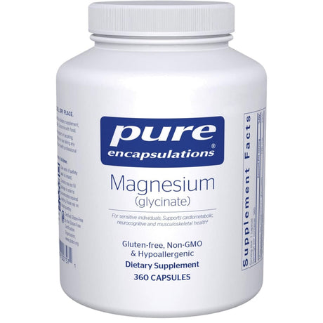 Pure Encapsulations glicinato de magnesio 120 mg en frasco de 360 cápsulas
