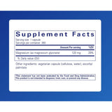 Información del suplemento de Pure Encapsulations glicinato de magnesio 120 mg, presentación de 360 cápsulas