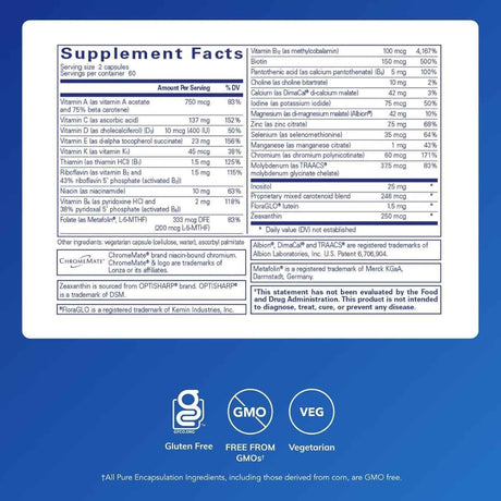 Tabla nutricional del suplemento Pure Encapsulations Junior Nutrients (Multivitamínico para Niños) 120 Cápsulas