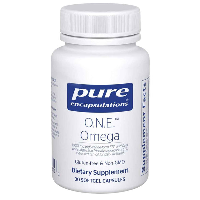 Frasco de Pure Encapsulations O.N.E. Omega, presentación de 30 cápsulas blandas