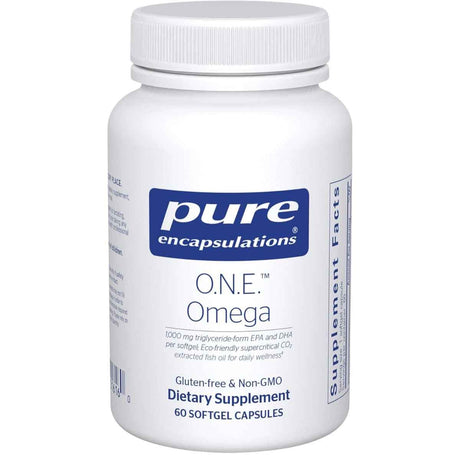 Frasco de Pure Encapsulations O.N.E. Omega, presentación de 60 cápsulas blandas